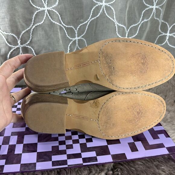 (B) Vince Camuto Pevista Women's Taupe Suede Booties Women's Size 8.5 - Picture 10 of 14